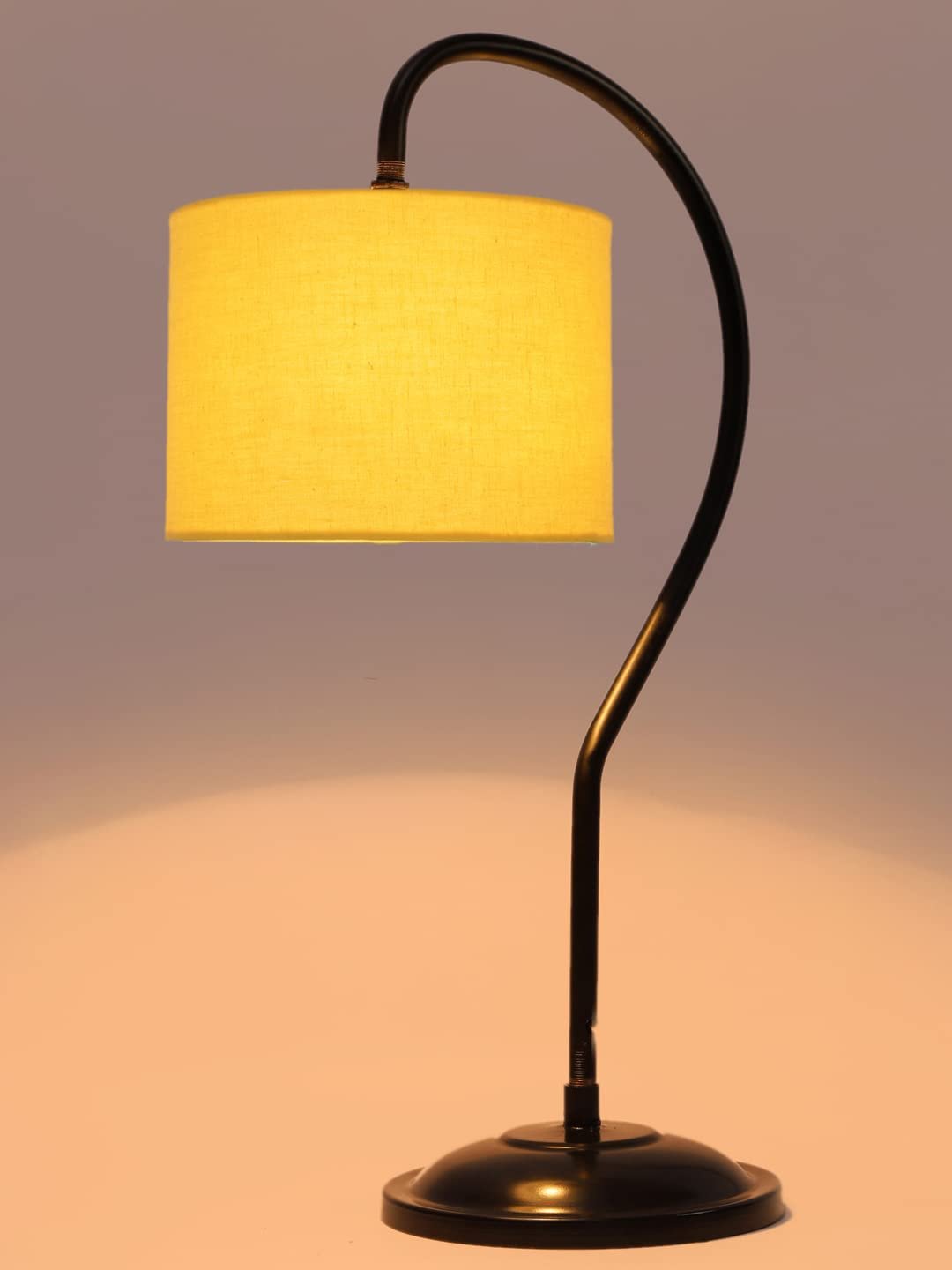 Cotton Curvy Table Lamp with Iron Base for Home/Office/Gifting - (Size : 11x7x19.75Inches, Color : Yellow) (SP)