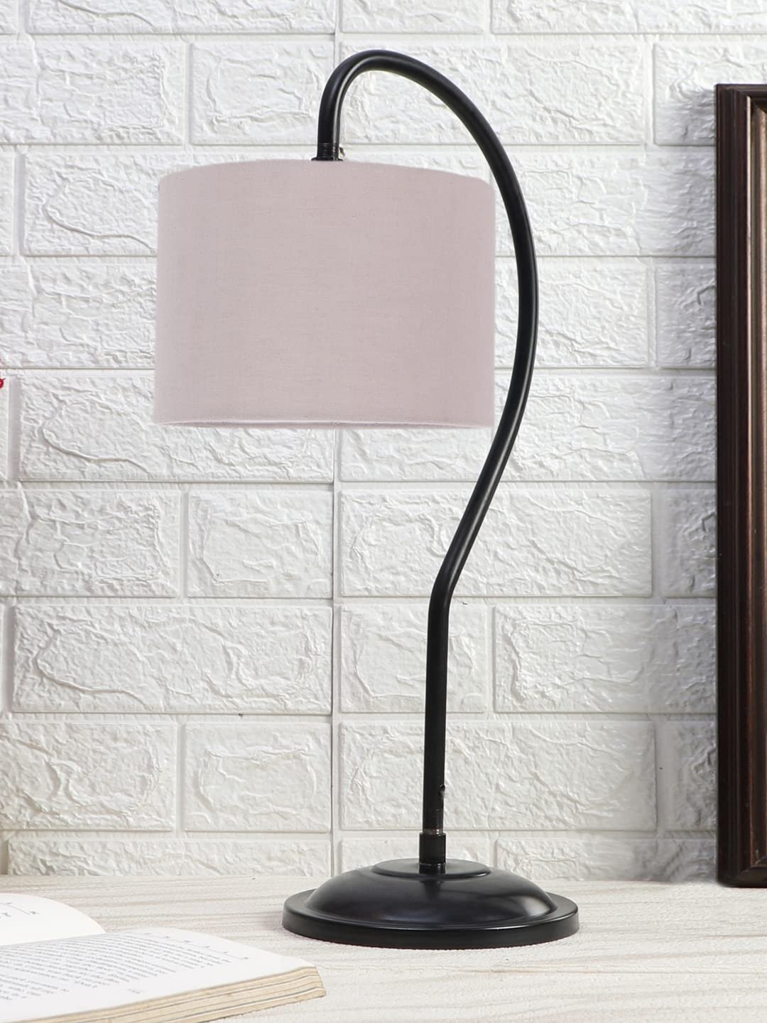 Cotton Curvy Lable Lamp with Iron Base (Size:11x7x19.75Inches, Colour : Grey) (SP06)