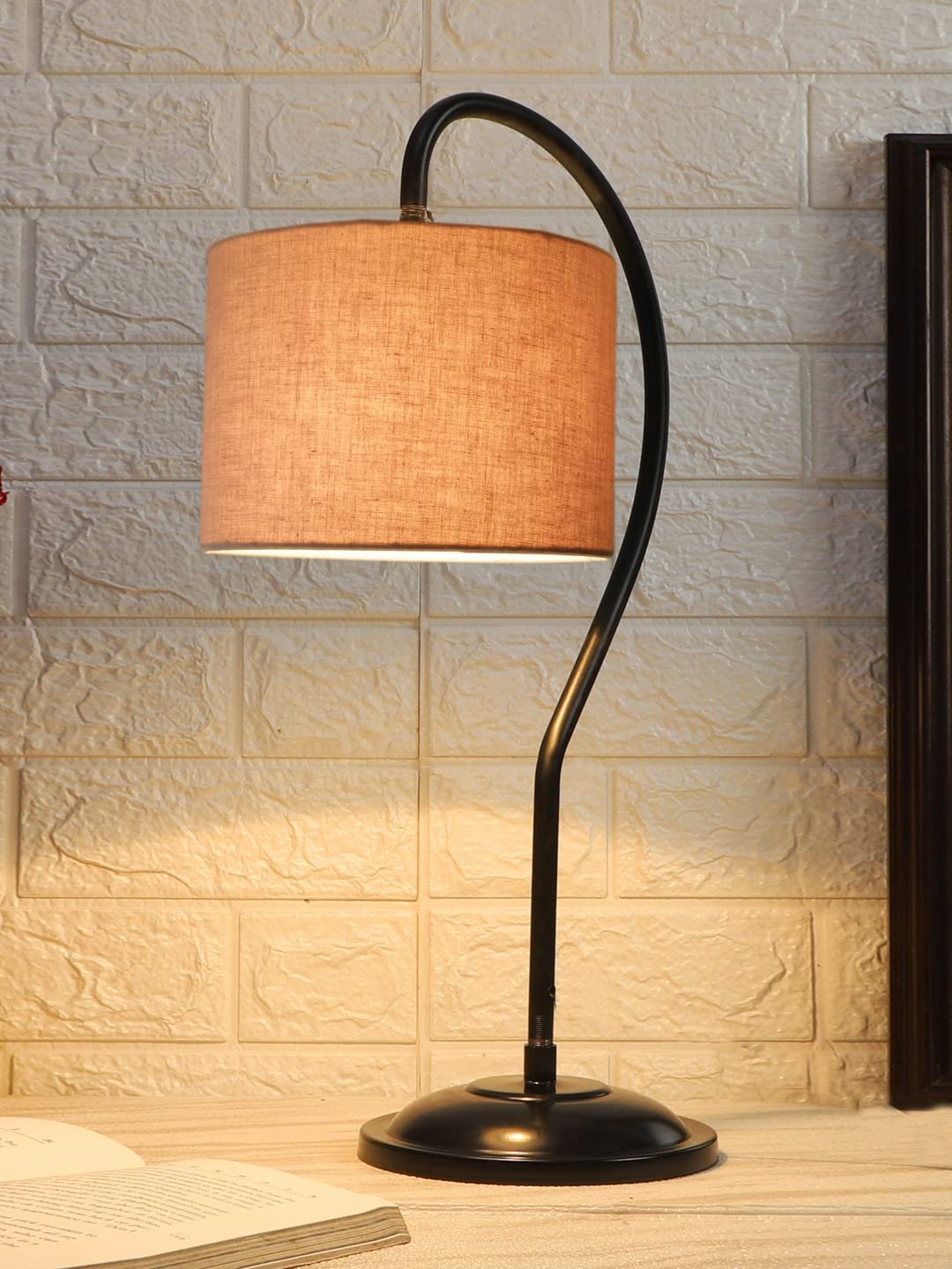 Cotton Curvy Lable Lamp with Iron Base (Size:11x7x19.75Inches, Colour : Grey) (SP06)