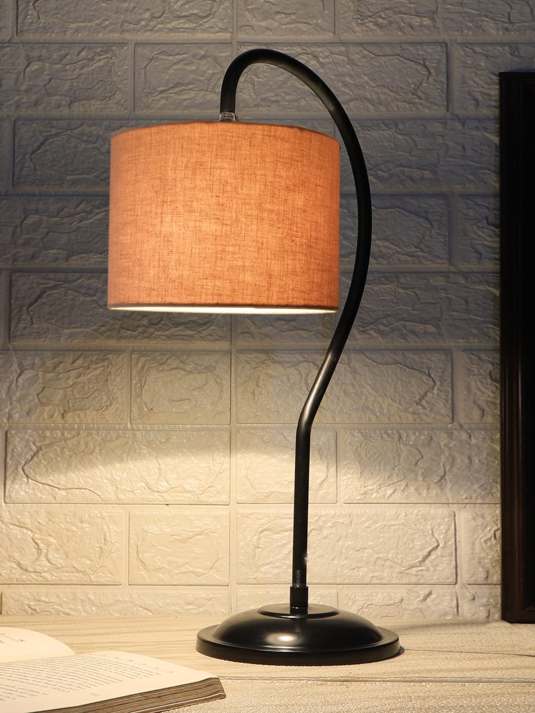 Cotton Curvy Lable Lamp with Iron Base (Size:11x7x19.75Inches, Colour : Grey) (SP06)
