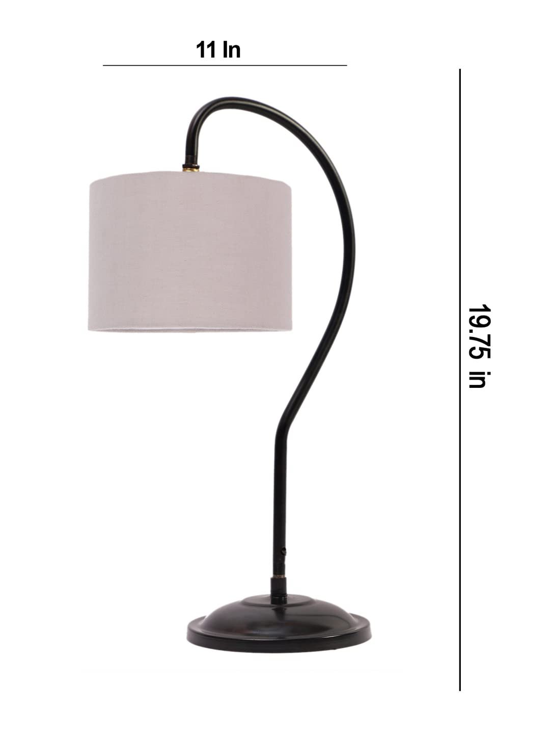 Cotton Curvy Lable Lamp with Iron Base (Size:11x7x19.75Inches, Colour : Grey) (SP06)