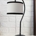 Cotton Curvy Table Lamp with Iron Base for Home/Office/Gifting – (Size : 11x7x19.75Inches, Colour : Multi) (SP07)