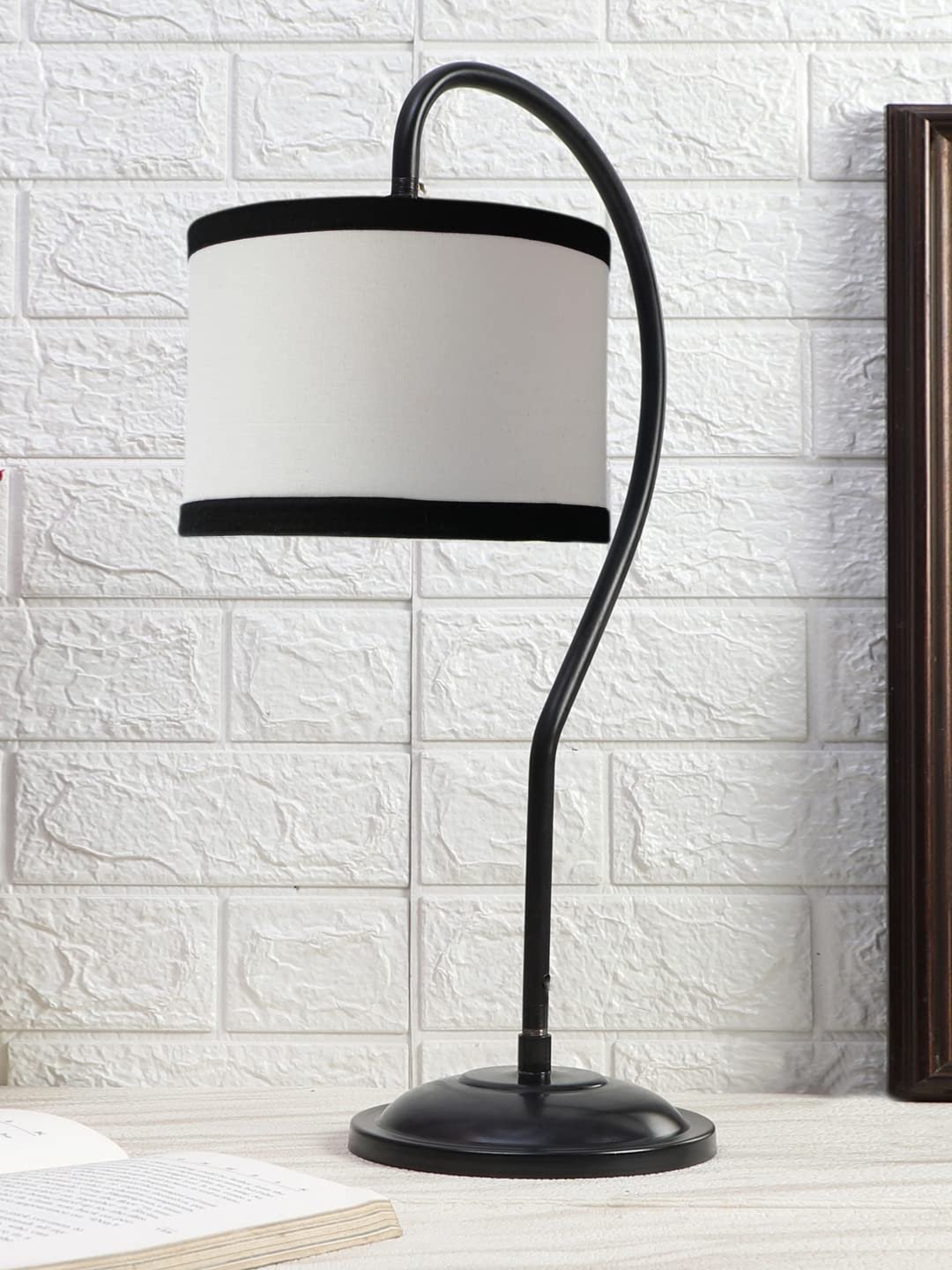Cotton Curvy Table Lamp with Iron Base for Home/Office/Gifting - (Size : 11x7x19.75Inches, Colour : Multi) (SP07)