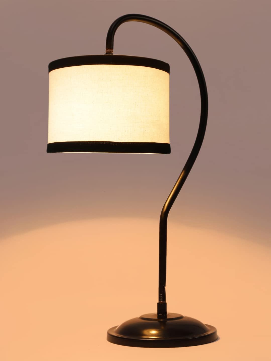Cotton Curvy Table Lamp with Iron Base for Home/Office/Gifting - (Size : 11x7x19.75Inches, Colour : Multi) (SP07)