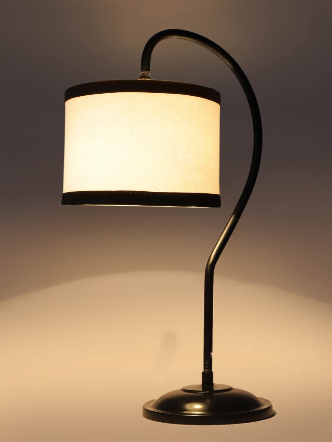 Cotton Curvy Table Lamp with Iron Base for Home/Office/Gifting - (Size : 11x7x19.75Inches, Colour : Multi) (SP07)