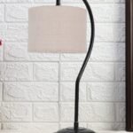 Jute Curvy Table Lamp with Iron Base for Home/Office/Gifting – (Size : 11x7x19.75Inches, Colour : White) (SP09)