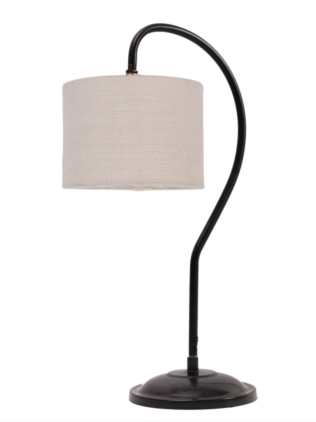 Jute Curvy Table Lamp with Iron Base for Home/Office/Gifting - (Size : 11x7x19.75Inches, Colour : White) (SP09)