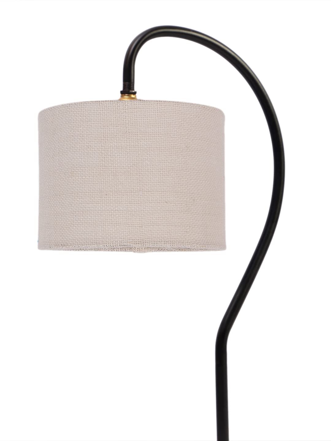 Jute Curvy Table Lamp with Iron Base for Home/Office/Gifting - (Size : 11x7x19.75Inches, Colour : White) (SP09)