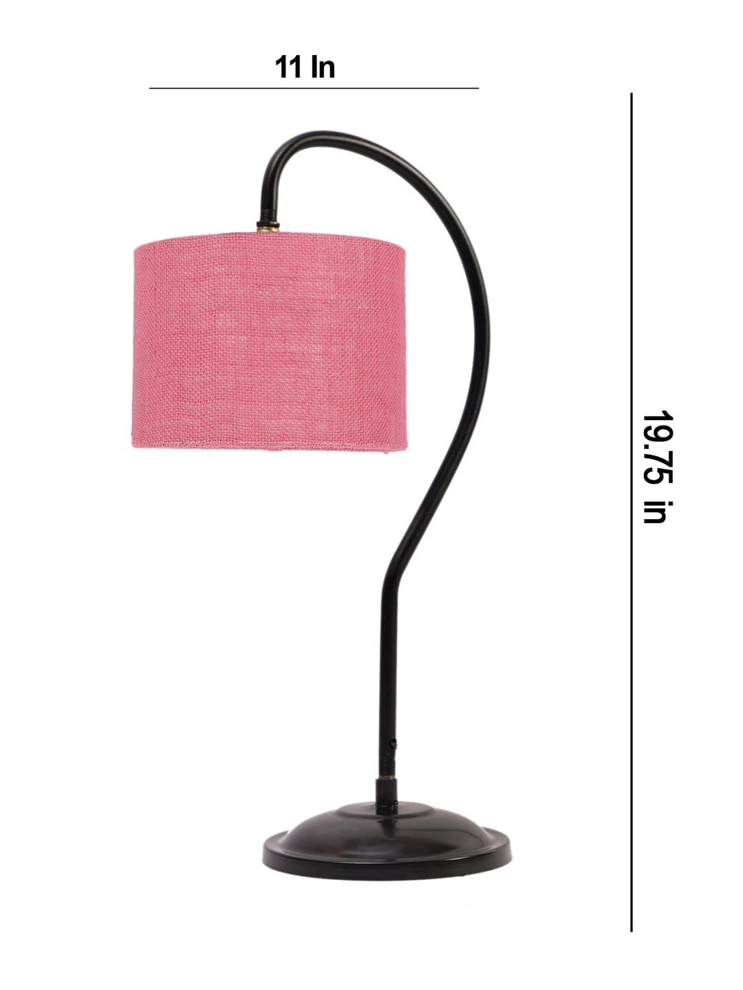 Jute Curvy Table Lamp with Iron Base for Home/Office/Gifting - (Size : 11x7x19.75Inches, Colour : Pink) (SP10)