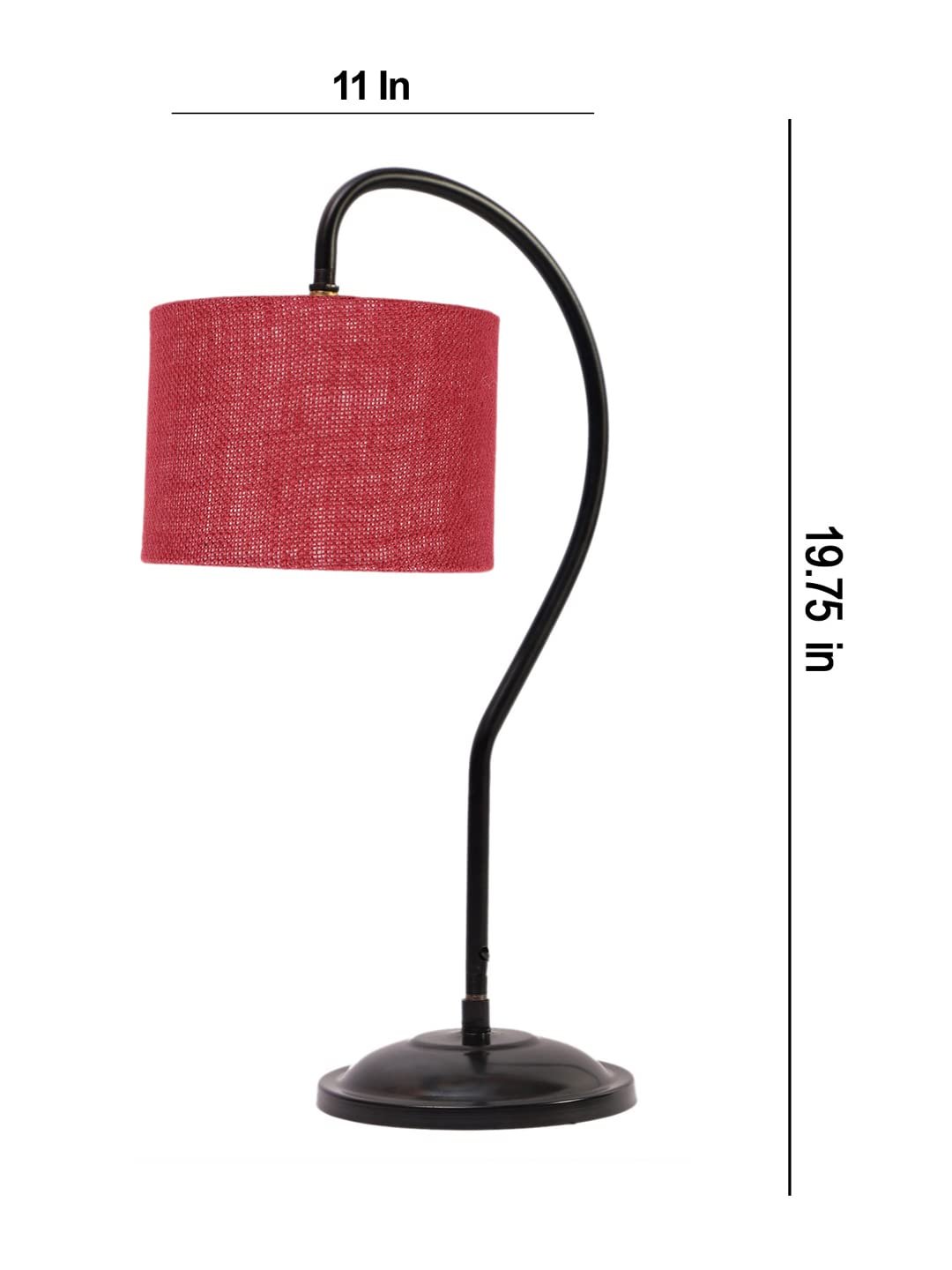 Jute Curvy Table Lamp with Iron Base for Home/Office/Gifting - (Size : 11x7x19.75Inches, Colour : Maroon) (SP11)