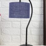 Jute Curvy Table lamp with Iron Base for Home/Office/Gifting – (Size : 11x7x19.75Inches, Colour : Blue) (SP12)