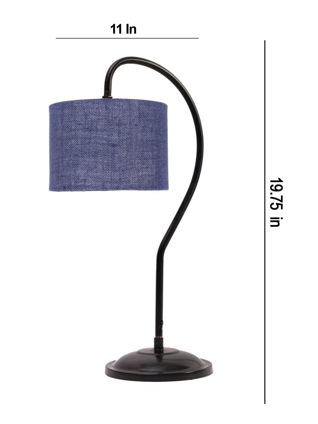 Jute Curvy Table lamp with Iron Base for Home/Office/Gifting - (Size : 11x7x19.75Inches, Colour : Blue) (SP12)