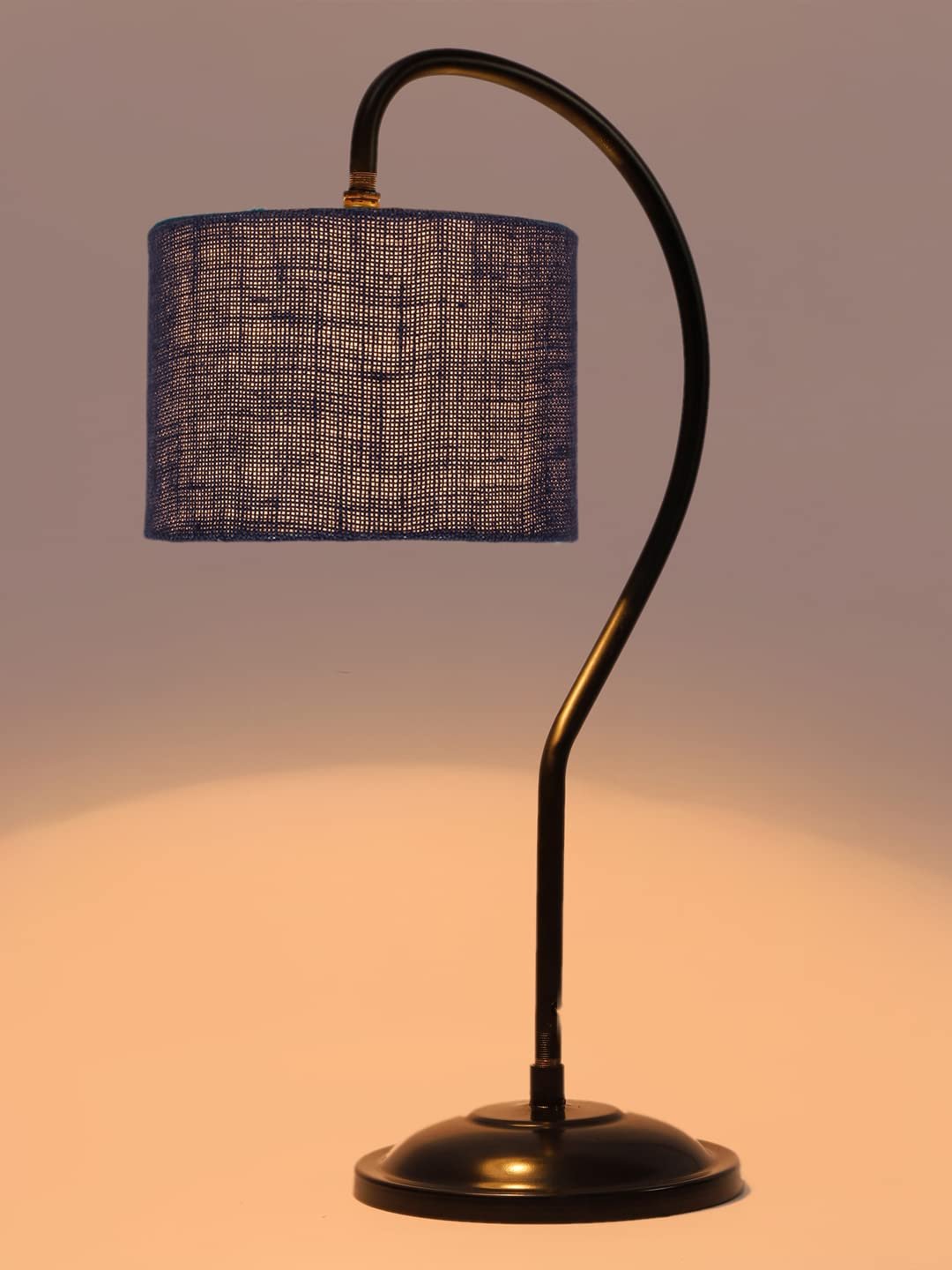 Jute Curvy Table lamp with Iron Base for Home/Office/Gifting - (Size : 11x7x19.75Inches, Colour : Blue) (SP12)