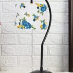 Cotton Curvy Table Lamp with Iron Base for Home/Office/Gifting – (Size : 11x7x19.75Inches, Colour : Multi) (SP13)