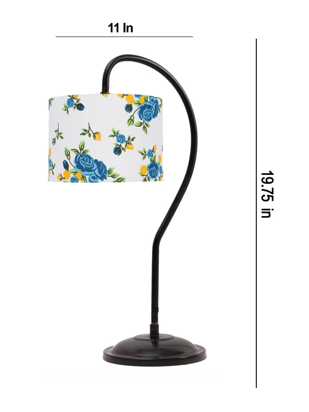 Cotton Curvy Table Lamp with Iron Base for Home/Office/Gifting - (Size : 11x7x19.75Inches, Colour : Multi) (SP13)
