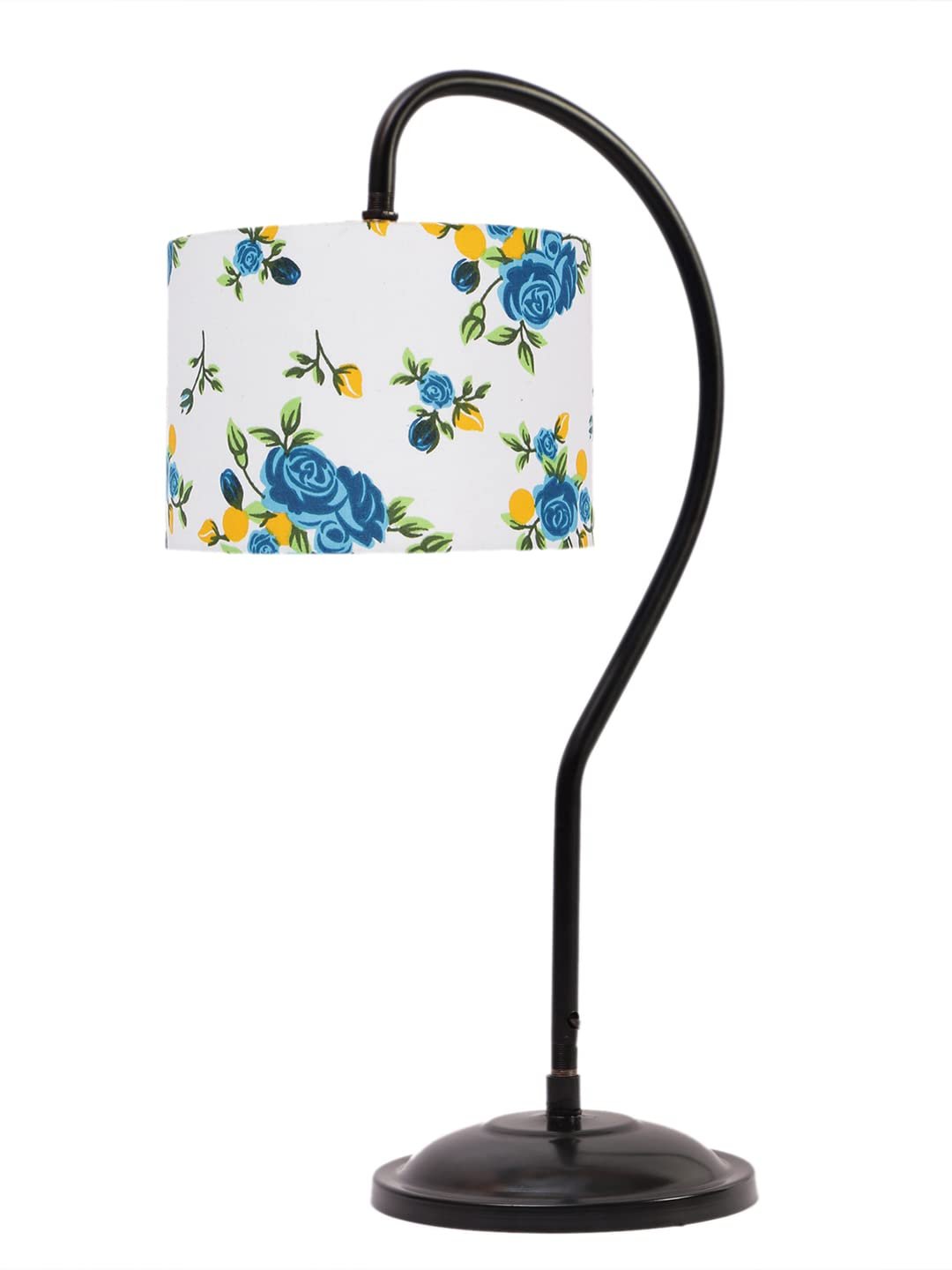 Cotton Curvy Table Lamp with Iron Base for Home/Office/Gifting - (Size : 11x7x19.75Inches, Colour : Multi) (SP13)