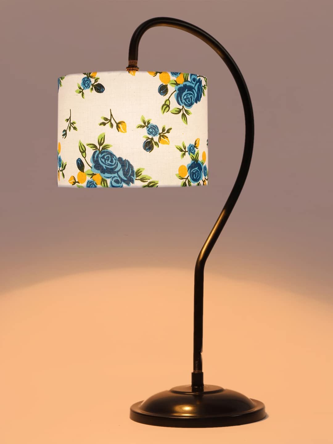 Cotton Curvy Table Lamp with Iron Base for Home/Office/Gifting - (Size : 11x7x19.75Inches, Colour : Multi) (SP13)