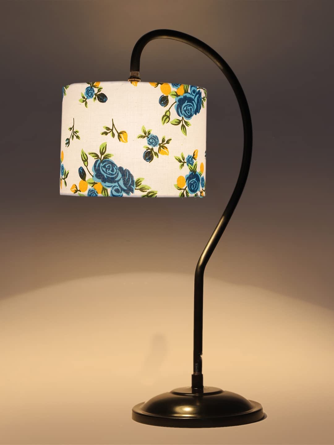 Cotton Curvy Table Lamp with Iron Base for Home/Office/Gifting - (Size : 11x7x19.75Inches, Colour : Multi) (SP13)