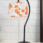 Cotton Curvy Table Lamp with Iron Base for Home/Office/Gifting – (Size : 11x7x19.75, Colour : Multi) (SP14)