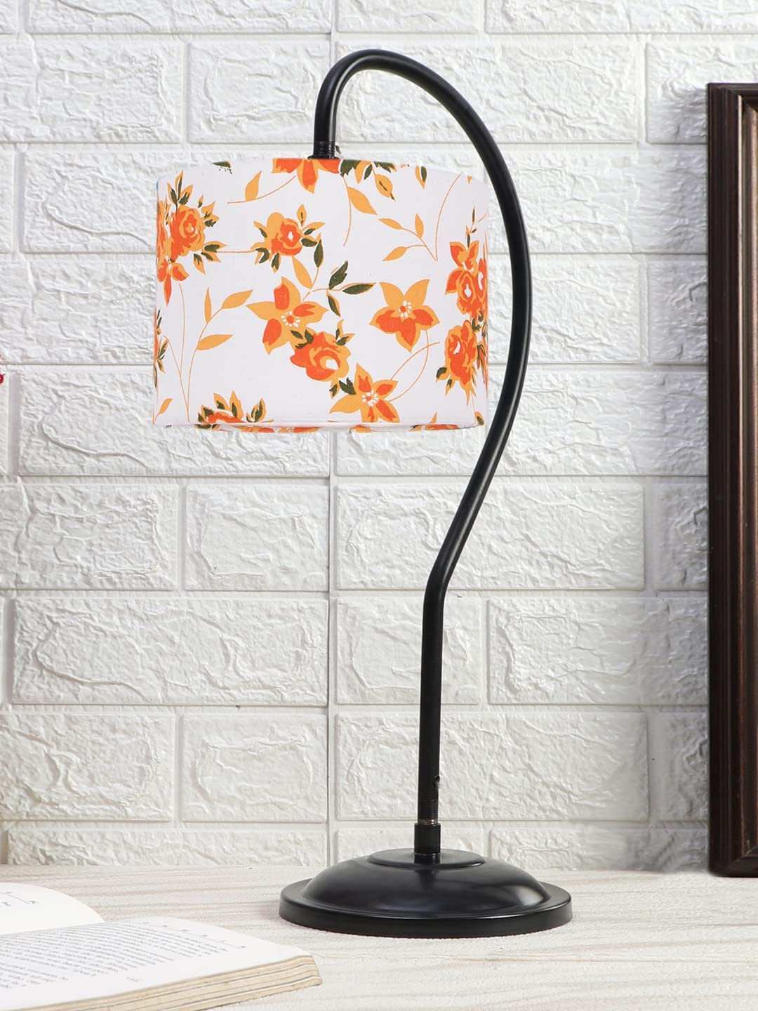 Cotton Curvy Table Lamp with Iron Base for Home/Office/Gifting - (Size : 11x7x19.75, Colour : Multi) (SP14)