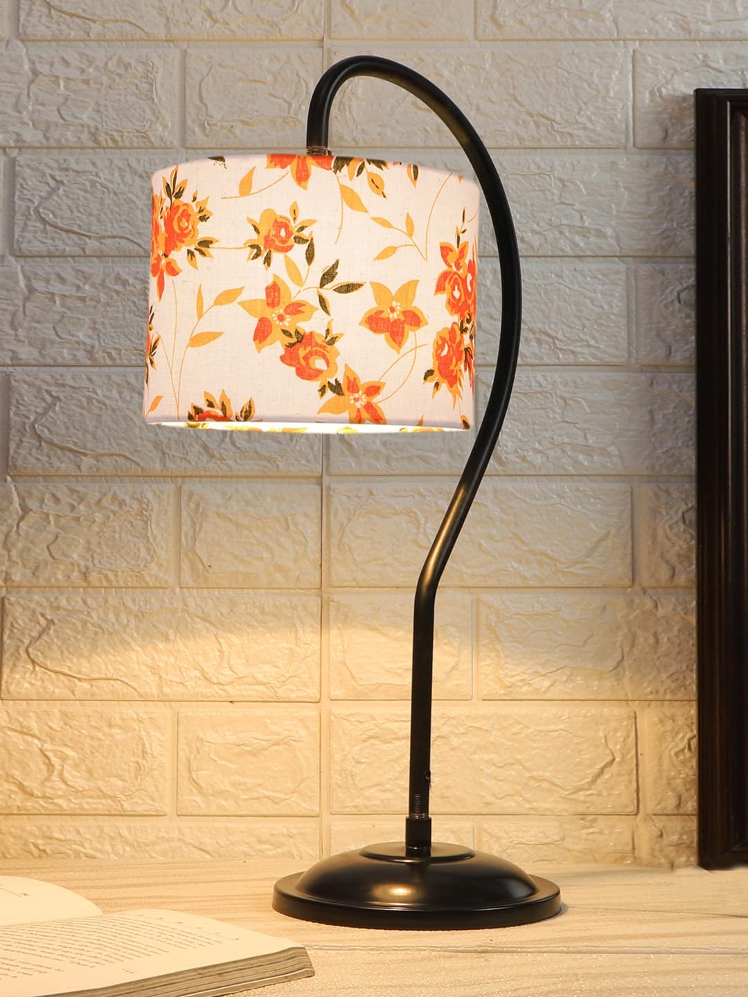 Cotton Curvy Table Lamp with Iron Base for Home/Office/Gifting - (Size : 11x7x19.75, Colour : Multi) (SP14)