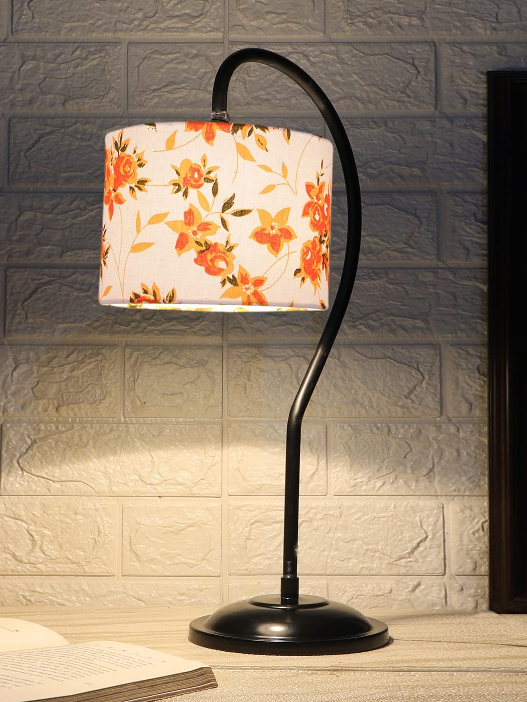 Cotton Curvy Table Lamp with Iron Base for Home/Office/Gifting - (Size : 11x7x19.75, Colour : Multi) (SP14)
