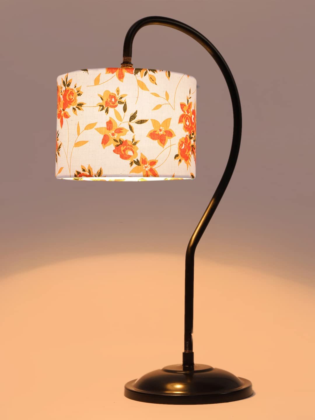 Cotton Curvy Table Lamp with Iron Base for Home/Office/Gifting - (Size : 11x7x19.75, Colour : Multi) (SP14)