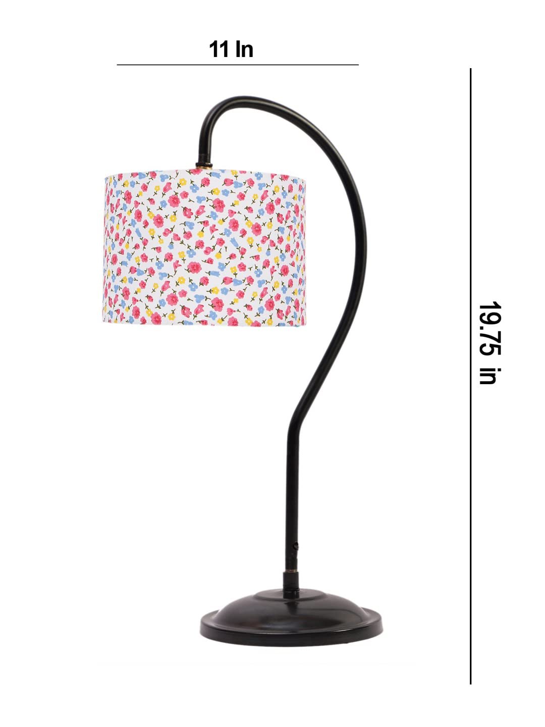 Cotton Curvy Table Lamp with Iron Base for Home/Office/Gifting - (Size : 11x7x19.75Inches, Colour : Multi)(SP15)
