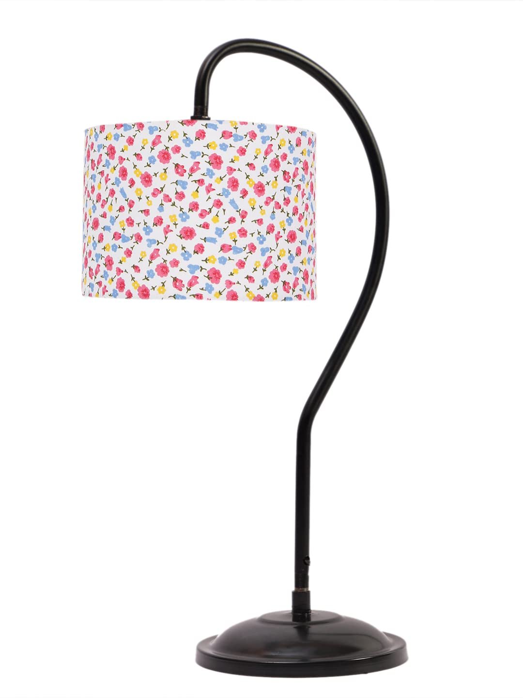 Cotton Curvy Table Lamp with Iron Base for Home/Office/Gifting - (Size : 11x7x19.75Inches, Colour : Multi)(SP15)