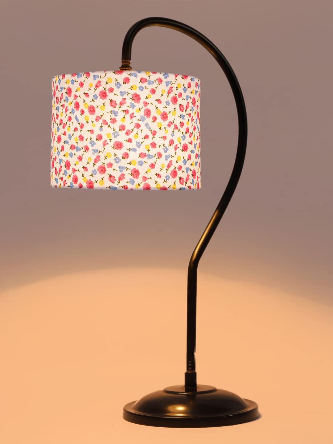Cotton Curvy Table Lamp with Iron Base for Home/Office/Gifting - (Size : 11x7x19.75Inches, Colour : Multi)(SP15)