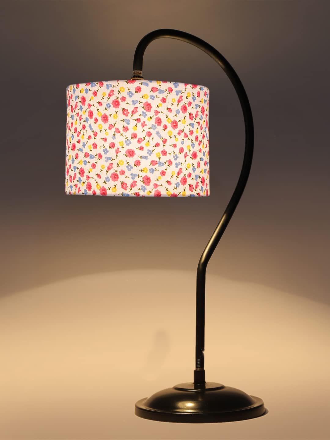 Cotton Curvy Table Lamp with Iron Base for Home/Office/Gifting - (Size : 11x7x19.75Inches, Colour : Multi)(SP15)