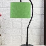 Jute Curvy Lable Lamp with Iron Base (Size : 11x7x19.75Inches, Colour : Green) (SP16)