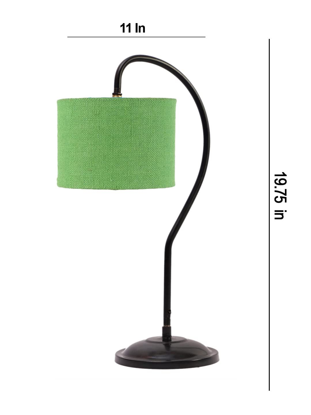 Jute Curvy Lable Lamp with Iron Base (Size : 11x7x19.75Inches, Colour : Green) (SP16)