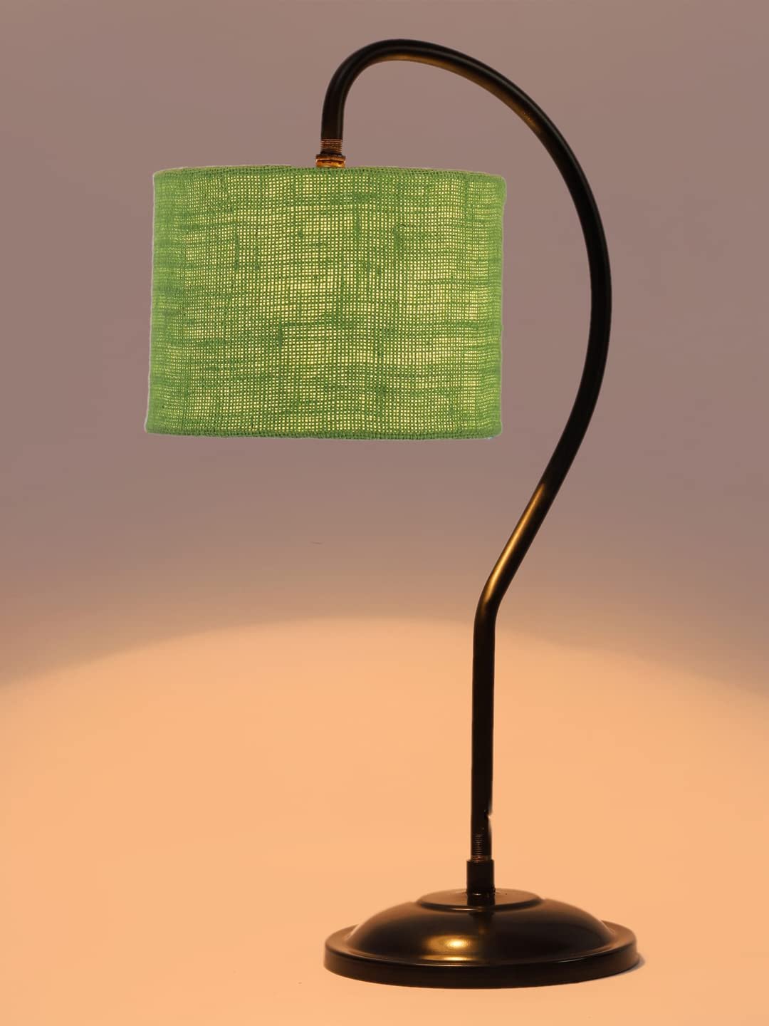 Jute Curvy Lable Lamp with Iron Base (Size : 11x7x19.75Inches, Colour : Green) (SP16)