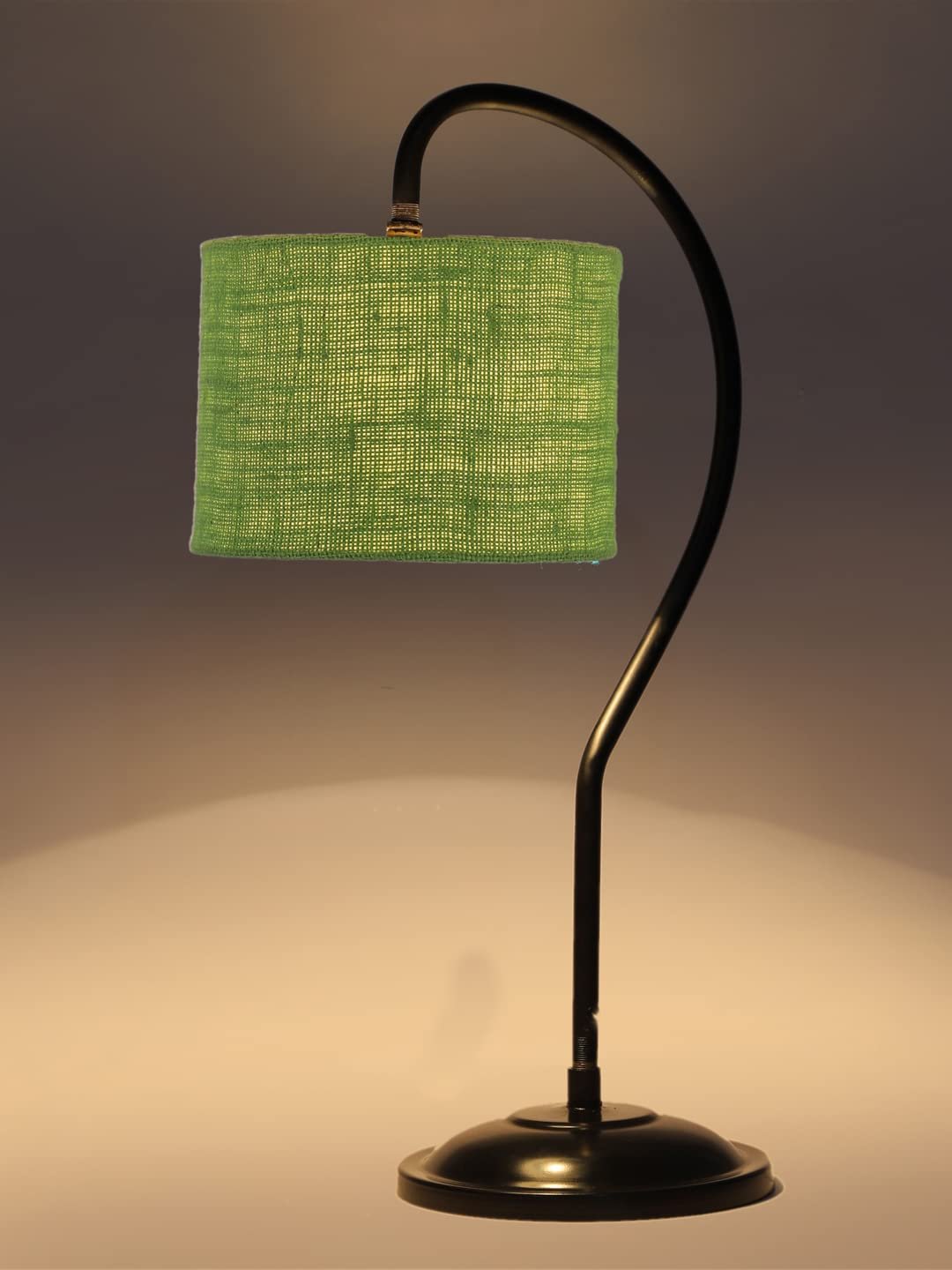 Jute Curvy Lable Lamp with Iron Base (Size : 11x7x19.75Inches, Colour : Green) (SP16)