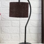 Jute Curvy Table Lamp with Iron Base for Home/Office/Gifting – (Size : 11x7x19.75Inches, Colour : Black) (SP17)