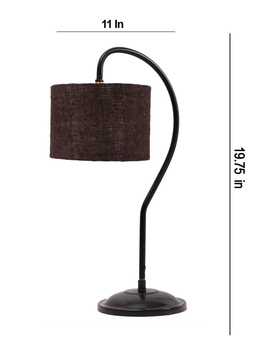 Jute Curvy Table Lamp with Iron Base for Home/Office/Gifting - (Size : 11x7x19.75Inches, Colour : Black) (SP17)