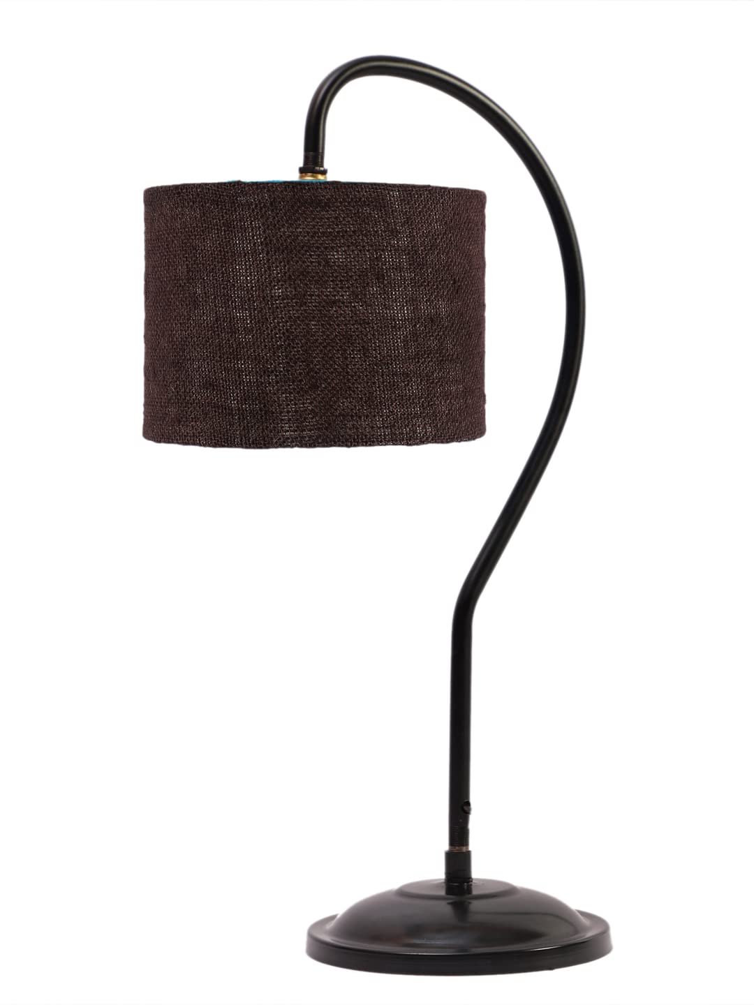 Jute Curvy Table Lamp with Iron Base for Home/Office/Gifting - (Size : 11x7x19.75Inches, Colour : Black) (SP17)