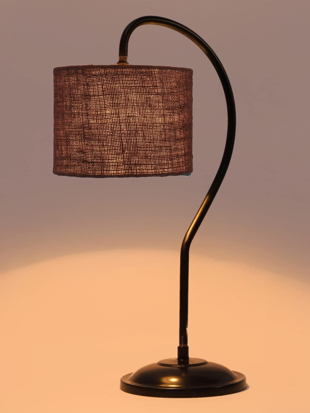 Jute Curvy Table Lamp with Iron Base for Home/Office/Gifting - (Size : 11x7x19.75Inches, Colour : Black) (SP17)