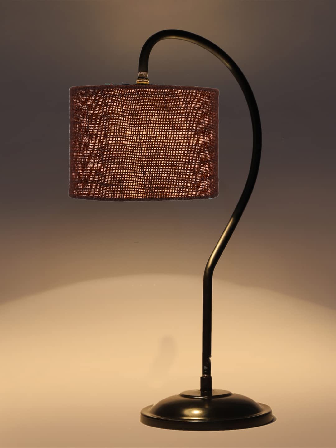Jute Curvy Table Lamp with Iron Base for Home/Office/Gifting - (Size : 11x7x19.75Inches, Colour : Black) (SP17)