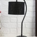 Jute Curvy Table Lamp with Iron Base for Home/Office/Gifting – (Size : 11x7x19.75, Colour : Black) (SP18)