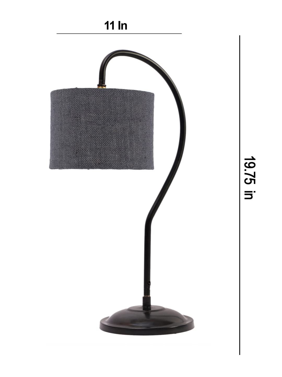 Jute Curvy Table Lamp with Iron Base (Size : 11x7x19.75Inches, Colour : Grey) (SP20)