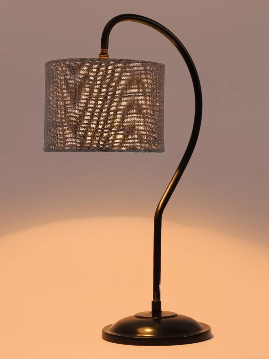 Jute Curvy Table Lamp with Iron Base (Size : 11x7x19.75Inches, Colour : Grey) (SP20)