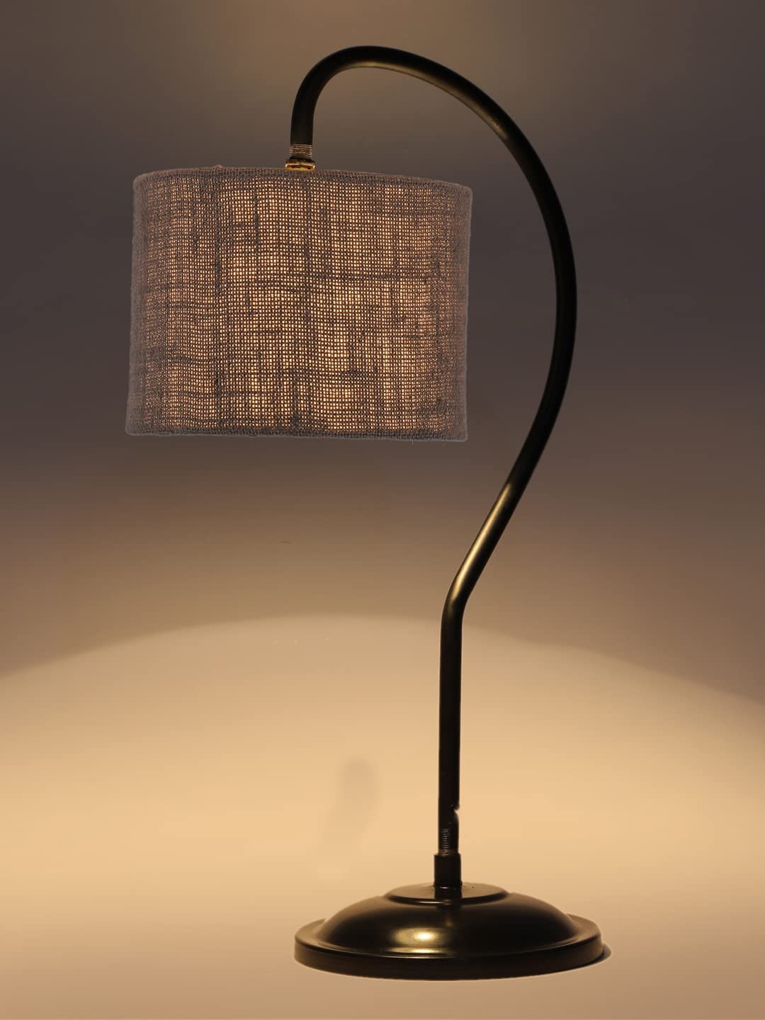 Jute Curvy Table Lamp with Iron Base (Size : 11x7x19.75Inches, Colour : Grey) (SP20)