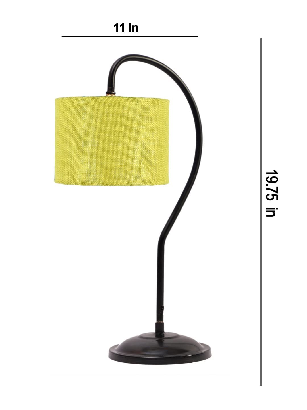 Jute Curvy Table Lamp with Iron Base (Size : 11x7x19.75Inches, Colour : Yellow) (SP21)