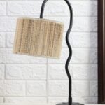 Round Bamboo Zig Zag Curvy Table lamp with Iron Base for Home/Office/Gifting – (Size : 13x7x18.9Inches) (SP22)