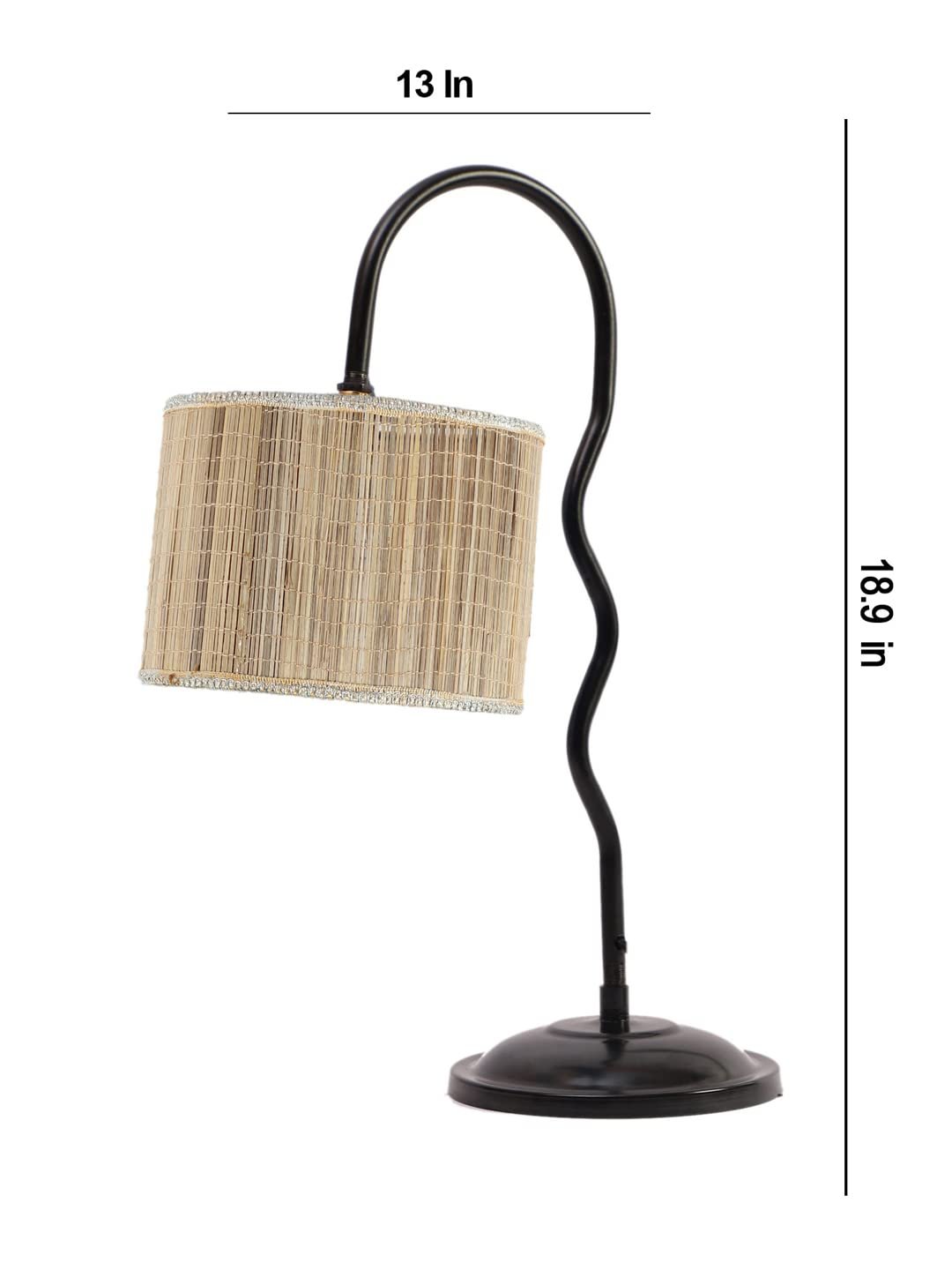 Round Bamboo Zig Zag Curvy Table lamp with Iron Base for Home/Office/Gifting - (Size : 13x7x18.9Inches) (SP22)