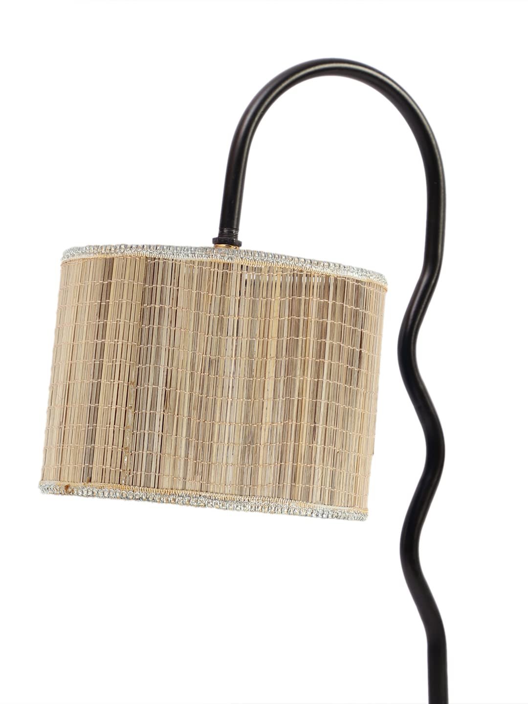 Round Bamboo Zig Zag Curvy Table lamp with Iron Base for Home/Office/Gifting - (Size : 13x7x18.9Inches) (SP22)
