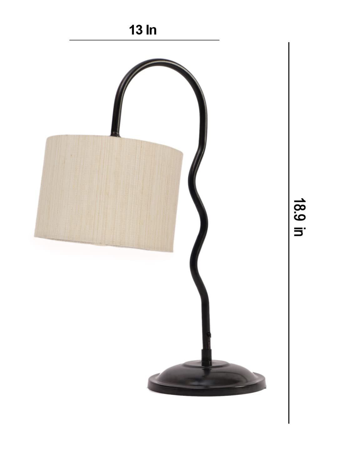 Cotton Zig Zag Curvy Table Lamp with Iron Base for Home/Office/Gifting - (Size : 13x7x18.9Inches, Colour : Off-White)(SP23)