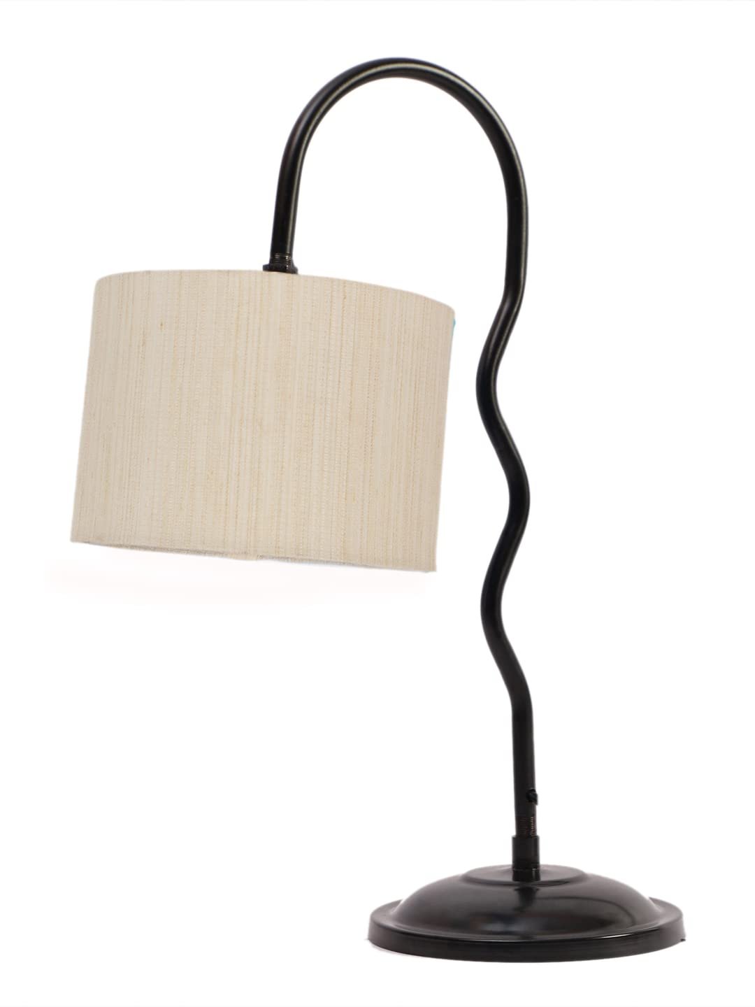 Cotton Zig Zag Curvy Table Lamp with Iron Base for Home/Office/Gifting - (Size : 13x7x18.9Inches, Colour : Off-White)(SP23)
